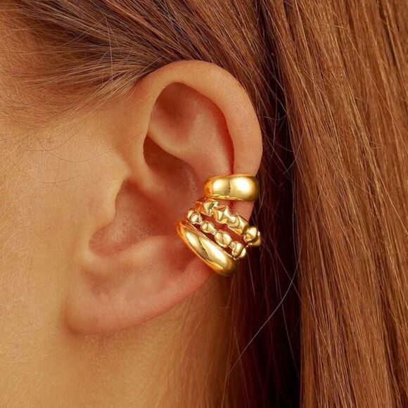 Gold Minimalist cuff Set A1431 - Picture 1 of 4